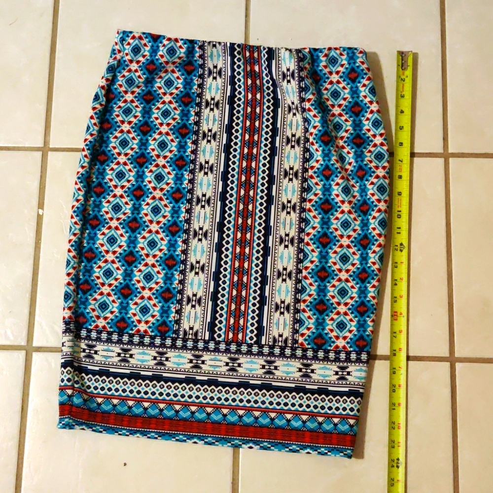 Tribal print pencil polyester Skirt